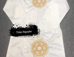 Áo dài nam họa tiết vàng
