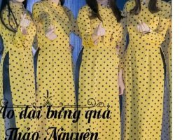 Áo dài vàng chấm bi cô ba Sài Gòn