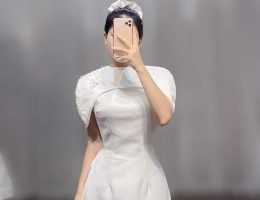 Áo dài cưới cách tân trắng
