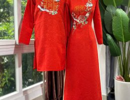 Cặp áo dài cưới đỏ size L