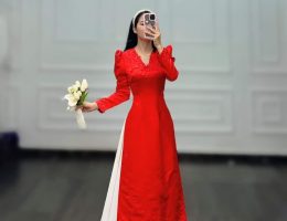 Áo dâu taffa cổ V size L