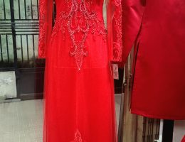 Áo dài cưới ren kim sa size M