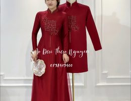 Áo dài cưới cặp đỏ đô size S